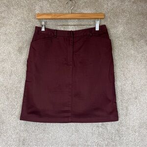 Eddie Bauer Skirt Womens 10 Eggplant Pencil Cotton Blend Pockets Zip- 4132